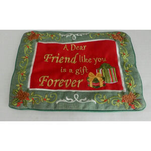 Dear Friend Embroidered Holiday Pillow Cover Christmas Gift Decor Zip Collection